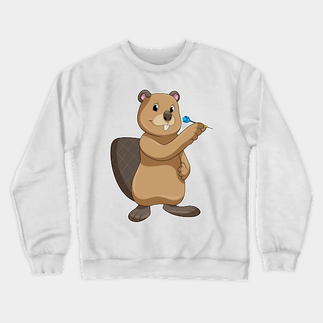 Beaver at Darts with Dart Crewneck Sweatshirt by Markus Schnabel